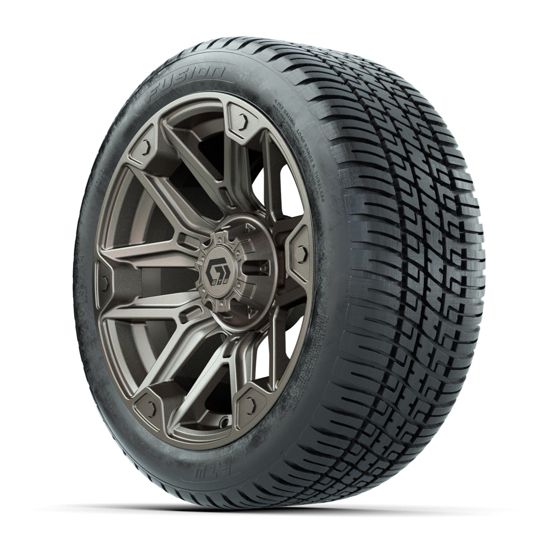 GTW® Graffiti Satin Bronze 14 in Wheels with 205/30-14 Fusion Street Tires – Full Set