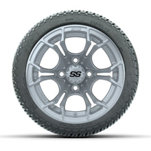 GTW® Spyder Silver Brush 12 in Wheels with 205/30-12 Fusion Street Tires – Full Set