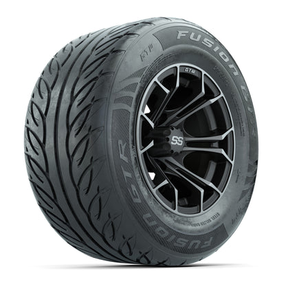 GTW® Spyder Matte Gray/Machined 12 in Wheels with 255/55-R12 Fusion GTR Steel Belt Radial Street Tires – Full Set