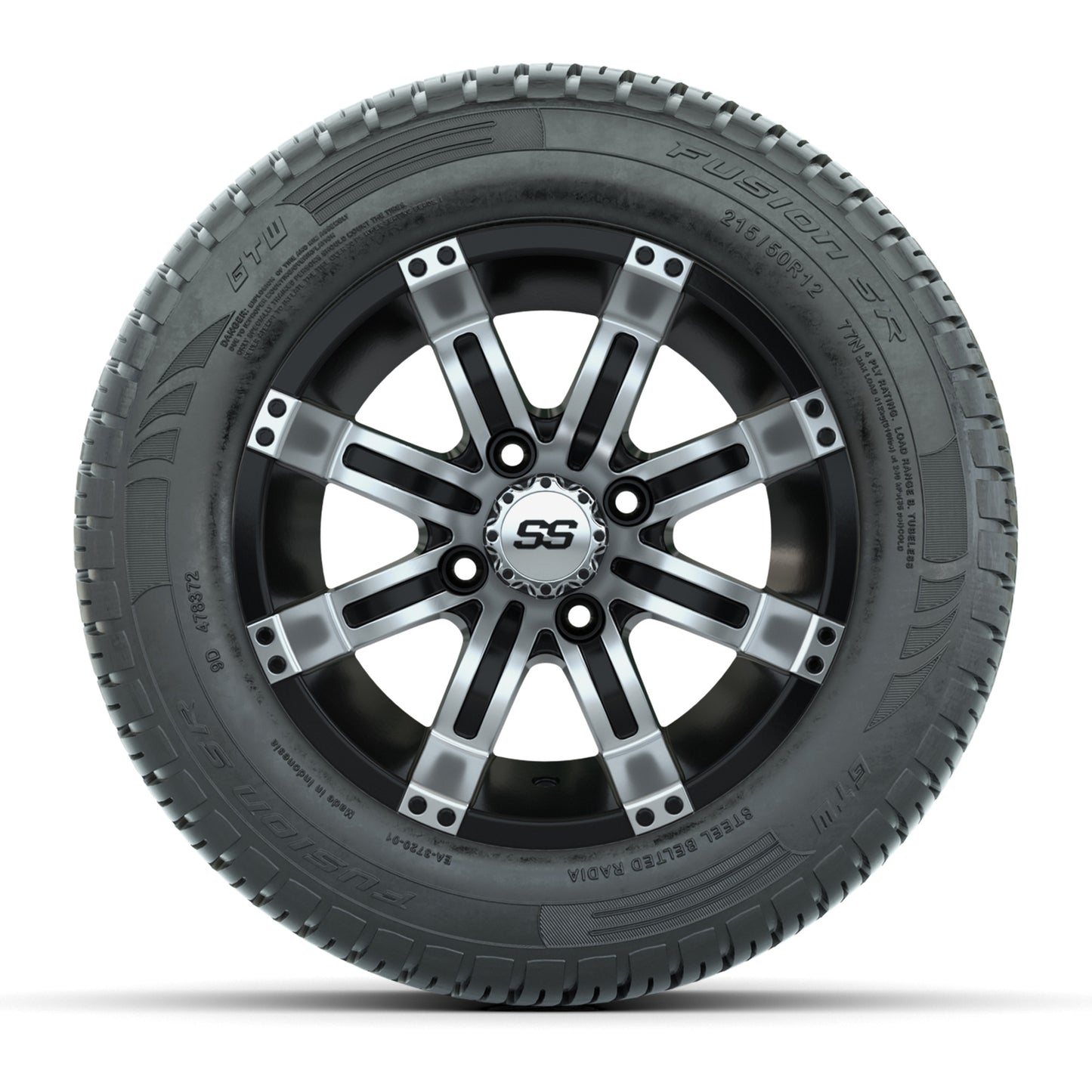Set of (4) 12 in GTW Tempest Wheels with 215/50-R12 Fusion S/R Street Tires