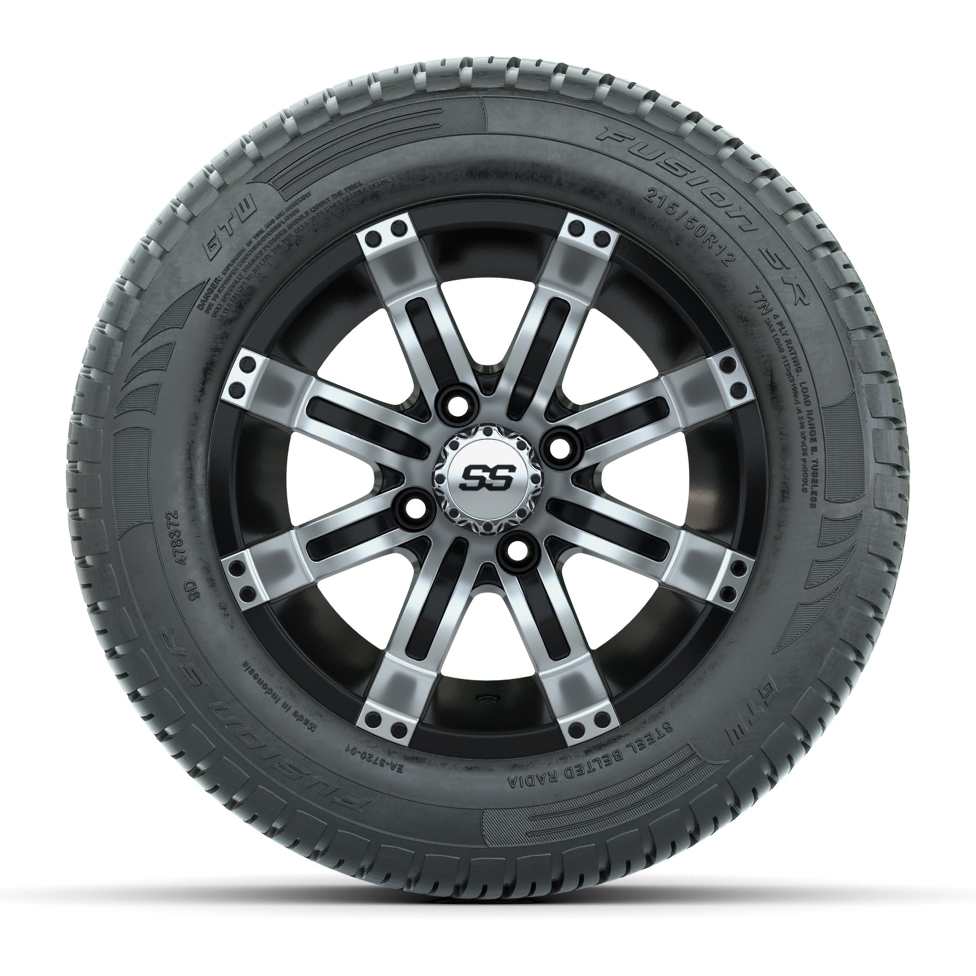 Set of (4) 12 in GTW Tempest Wheels with 215/50-R12 Fusion S/R Street Tires