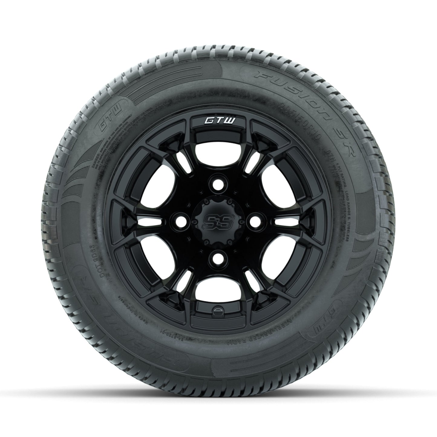GTW Spyder Matte Black 10 in Wheels with 205/50-10 Fusion SR Steel Belted Radial Tires - Full Set
