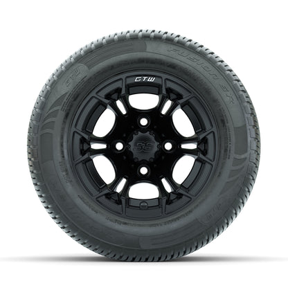 GTW Spyder Matte Black 10 in Wheels with 205/50-10 Fusion SR Steel Belted Radial Tires - Full Set