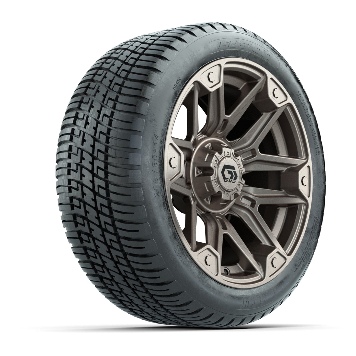 GTW® Graffiti Satin Bronze 14 in Wheels with 205/30-14 Fusion Street Tires – Full Set