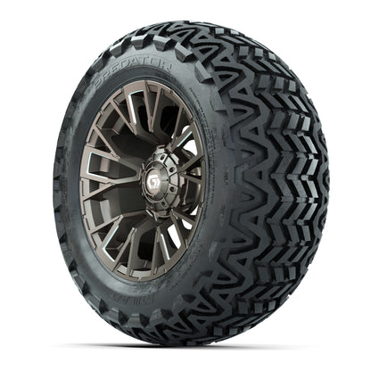 GTW® Vandal Satin Bronze/Machined 14 in Wheels with 23x10-14 Predator All-Terrain Tires – Full Set