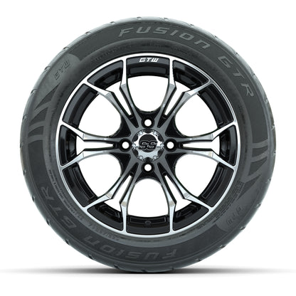 GTW Spyder Machined/Black 14 in Wheels with 255/45-R14 Fusion GTR Street Tires – Full Set
