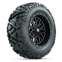 GTW Helix Black/Machined 14 in Wheels with 25x10-14 Barrage Mud Tires – Full Set