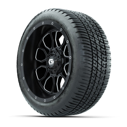 GTW® Volt Black/Machined 14 in Wheels with 205/30-R14 Fusion Street Tires – Full Set