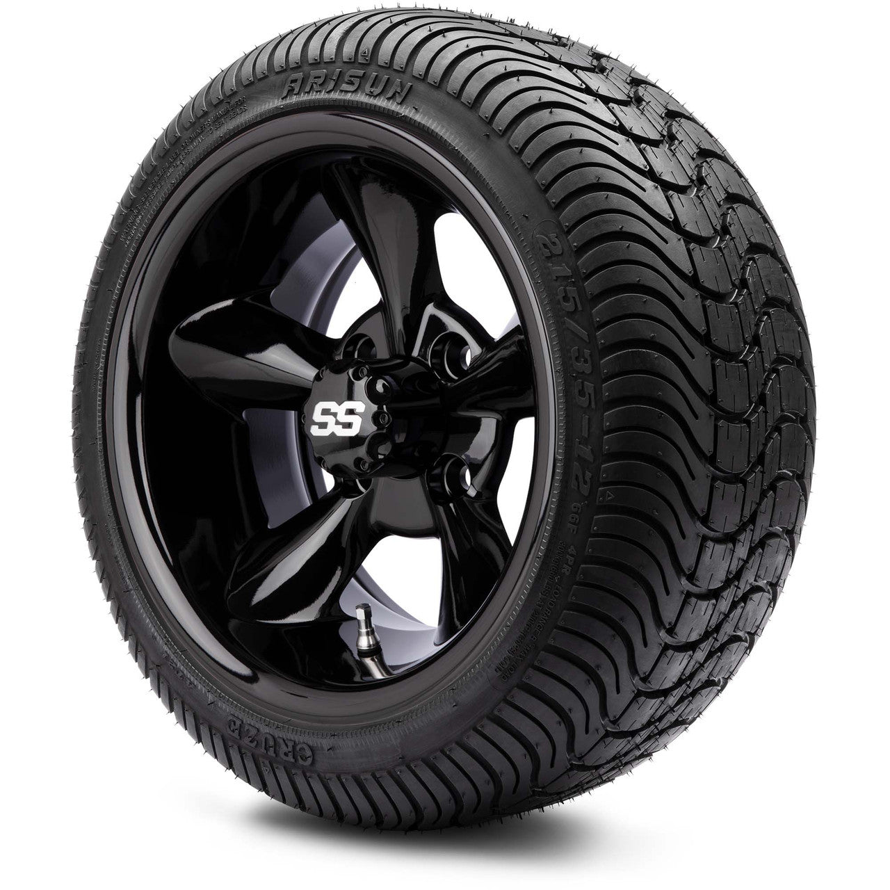 MODZ® 12" Godfather Glossy Black Wheels & Street Tires Combo