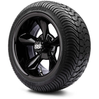 MODZ® 12" Godfather Glossy Black Wheels & Street Tires Combo