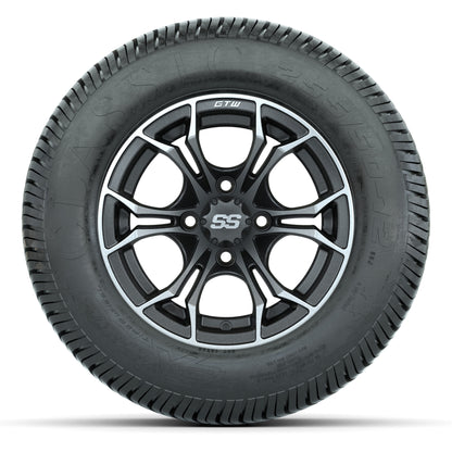 GTW® Spyder Matte Gray/Machined 12 in Wheels with 255/50-12 Excel Classic Street Tires – Full Set