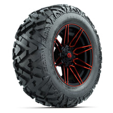 GTW Stealth Red/Machined 14 in Wheels with 25x10-14 Barrage Mud Tires – Full Set