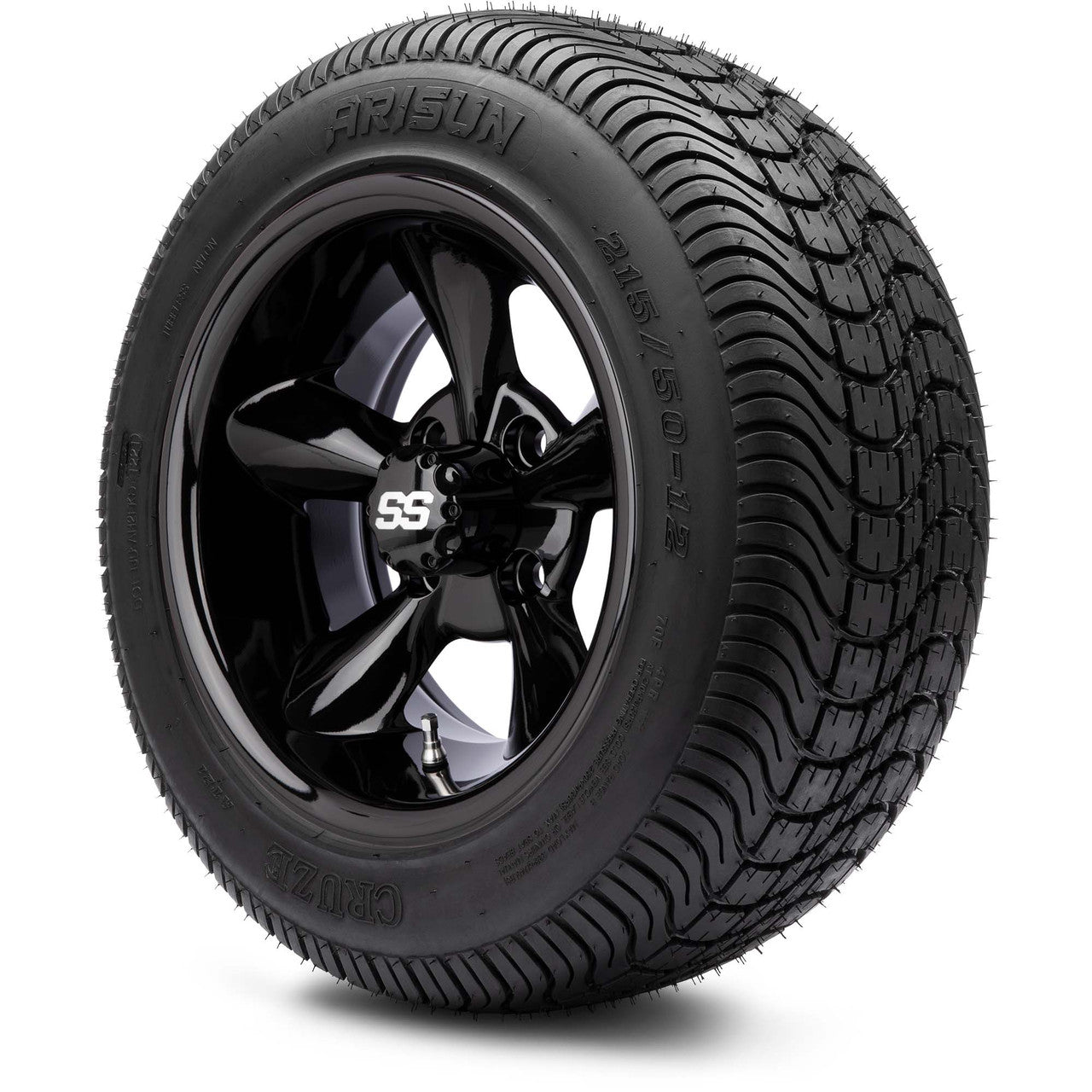 MODZ® 12" Godfather Glossy Black Wheels & Street Tires Combo