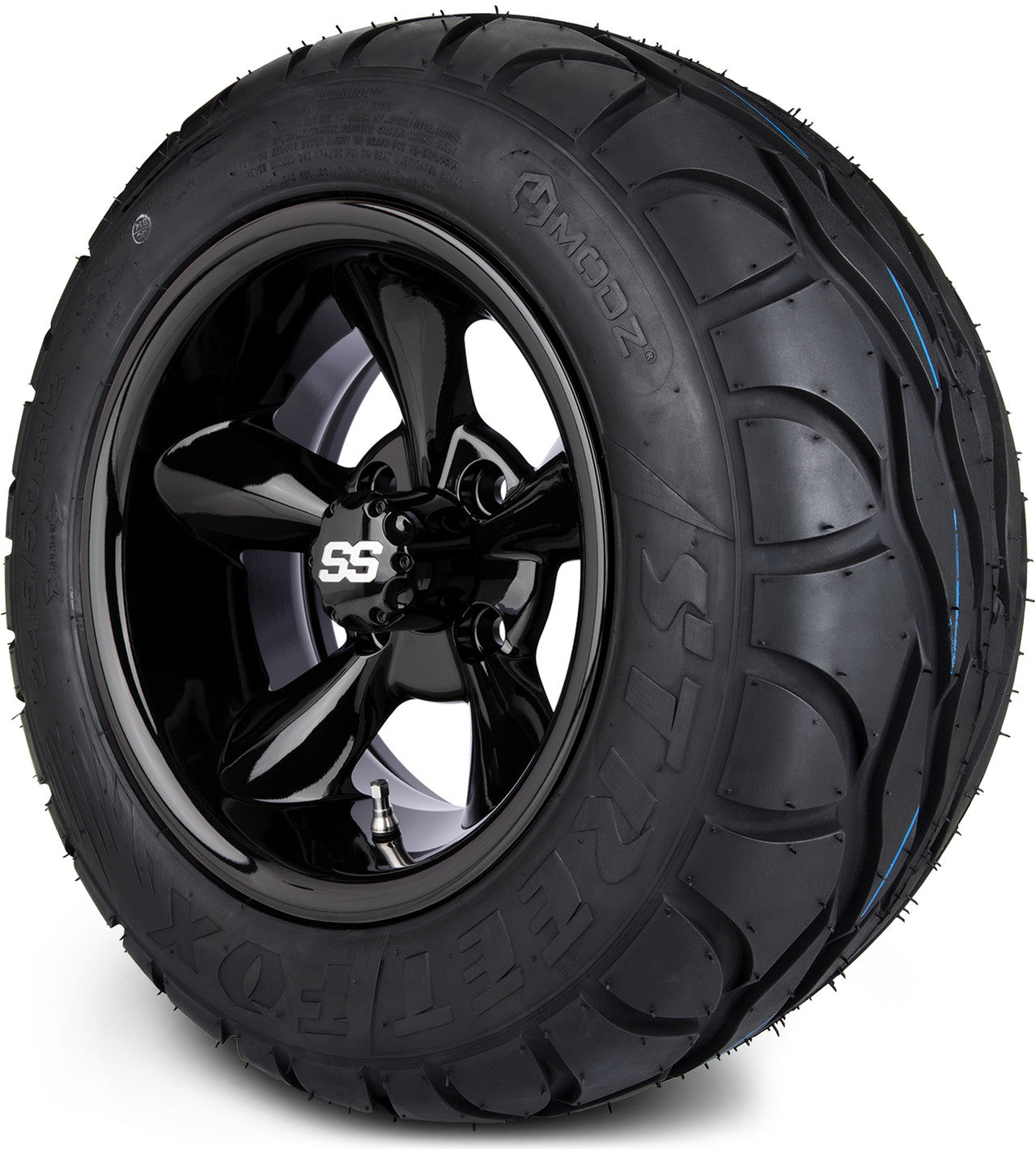 MODZ® 12" Godfather Glossy Black Wheels & Street Tires Combo