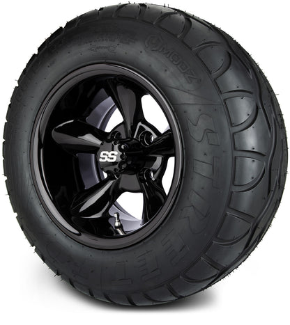 MODZ® 12" Godfather Glossy Black Wheels & Street Tires Combo