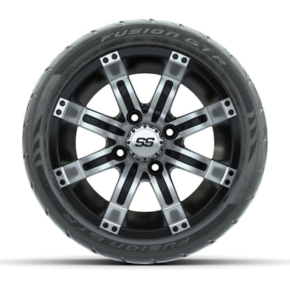 12” GTW Tempest Black/Machined Wheels with Fusion GTR Street Tires – Set of 4