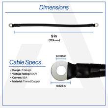 9 Inch 6-Gauge Black Battery Cable