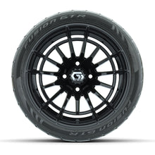 GTW® Boost Gloss Black 14 in Wheels with 205/40-R14 Fusion GTR Steel Belted Street Tires – Full Set