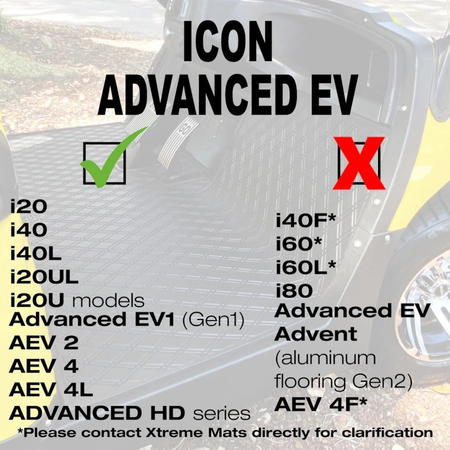 Xtreme Floor Mats for Icon & Advanced EV  - Black/White