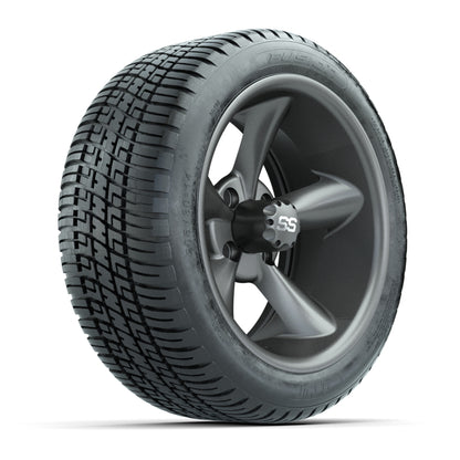 GTW® Godfather Matte Gray 14 in Wheels with 205/30-R14 Fusion Street Tires – Full Set