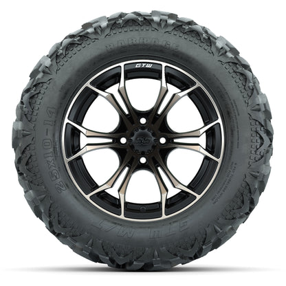 GTW Spyder Matte Black/Bronze 14 in Wheels with 25x10-14 Barrage Mud Tires – Full Set