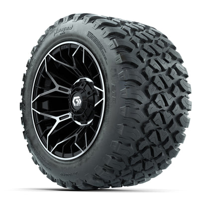 GTW® Stellar Black/Machined 12 in Wheels with 20X10-12 Nomad Steel Belt Radial All-Terrain Tires - Full Set
