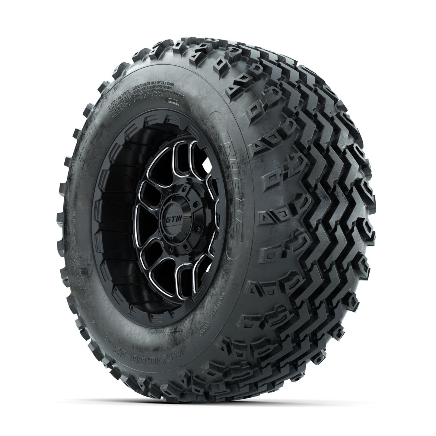 GTW Titan Machined/Black 12 in Wheels with 23x10.00-12 Rogue All Terrain Tires - Full Set