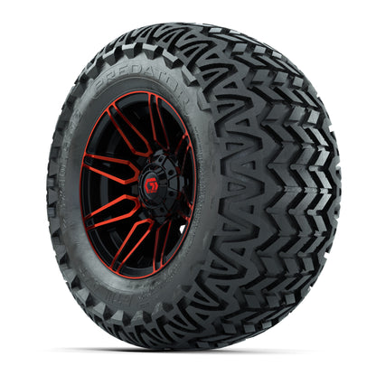 GTW® Stealth Red/Machined 12 in Wheels with 23X10.5-12 Predator All-Terrain Tires – Full Set