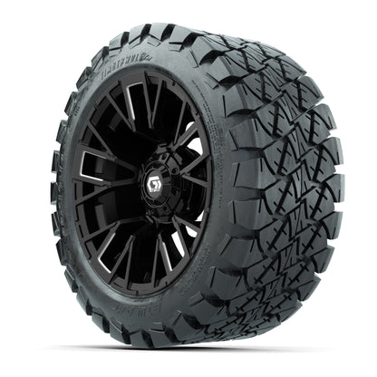 GTW® Vandal Matte Black/Machined 14 in Wheels with 22x10-14 Timberwolf All-Terrain Tires – Full Set
