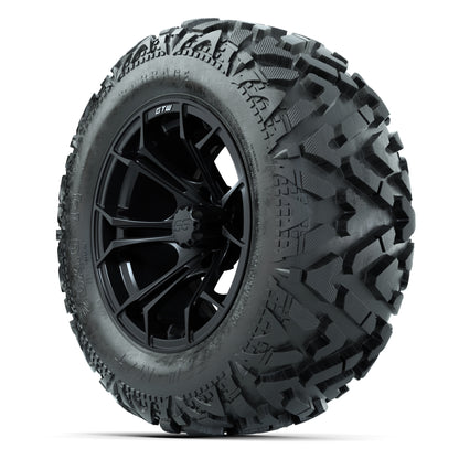 GTW Spyder Matte Black 14 in Wheels with 25x10-14 Barrage Mud Tires – Full Set