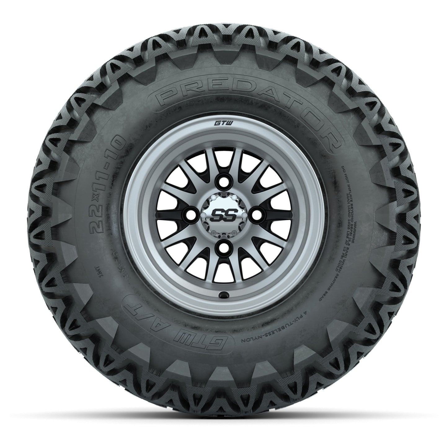 GTW Medusa Black and Machined Wheels with 22in Predator A-T Tires - 10 Inch