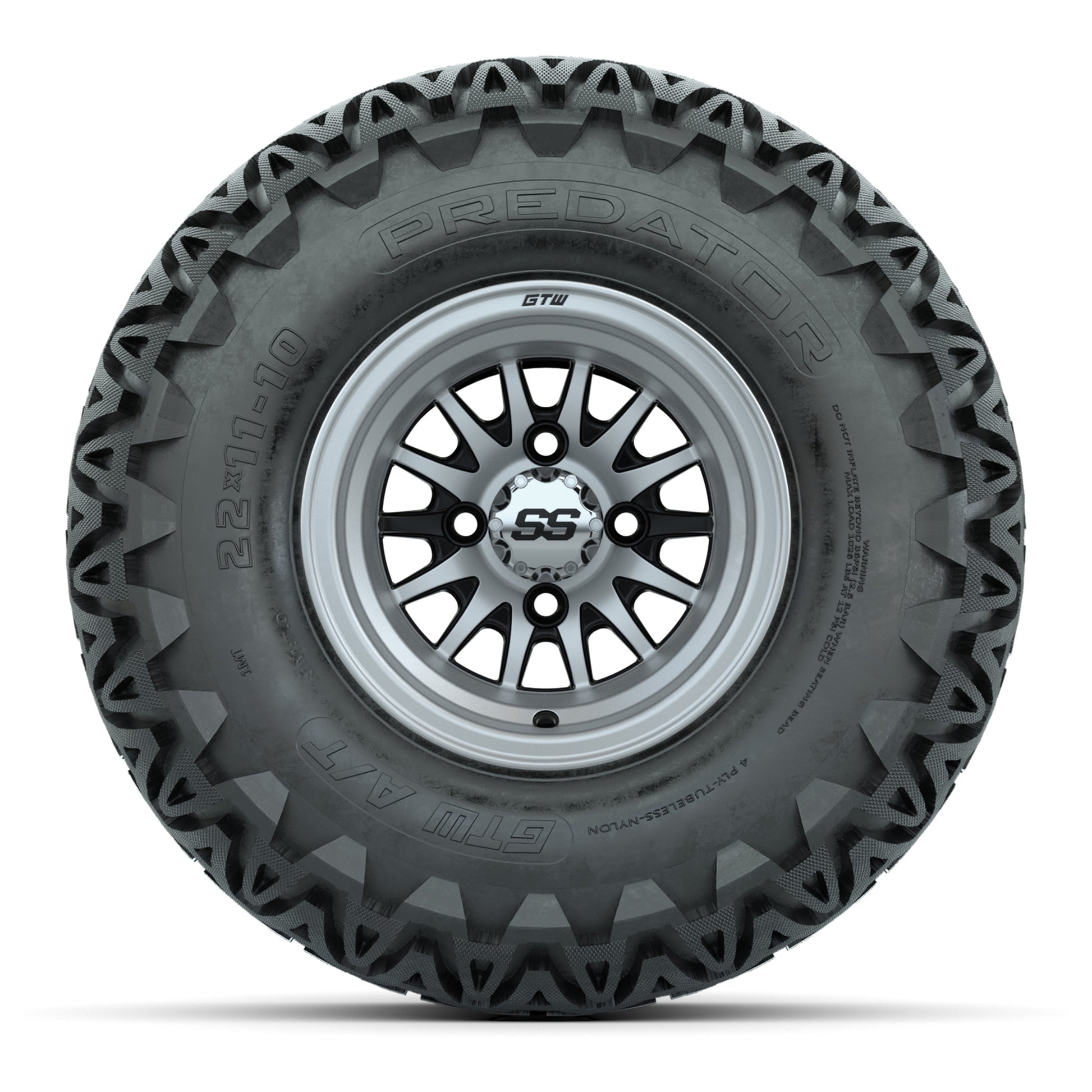 GTW Medusa Black and Machined Wheels with 22in Predator A-T Tires - 10 Inch