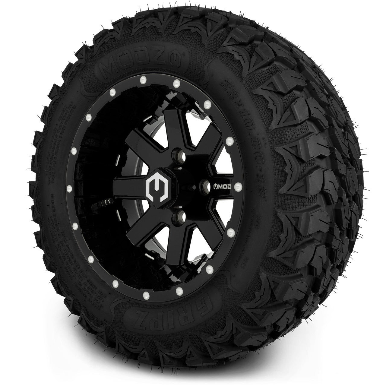MODZ® 12" Assault Glossy Black with Ball Mill Wheels & Off-Road Tires Combo