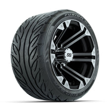 GTW® Specter Black/Machined 12 in Wheels with 215/40-R12 Fusion GTR Steel Belt Radial Street Tires – Full Set