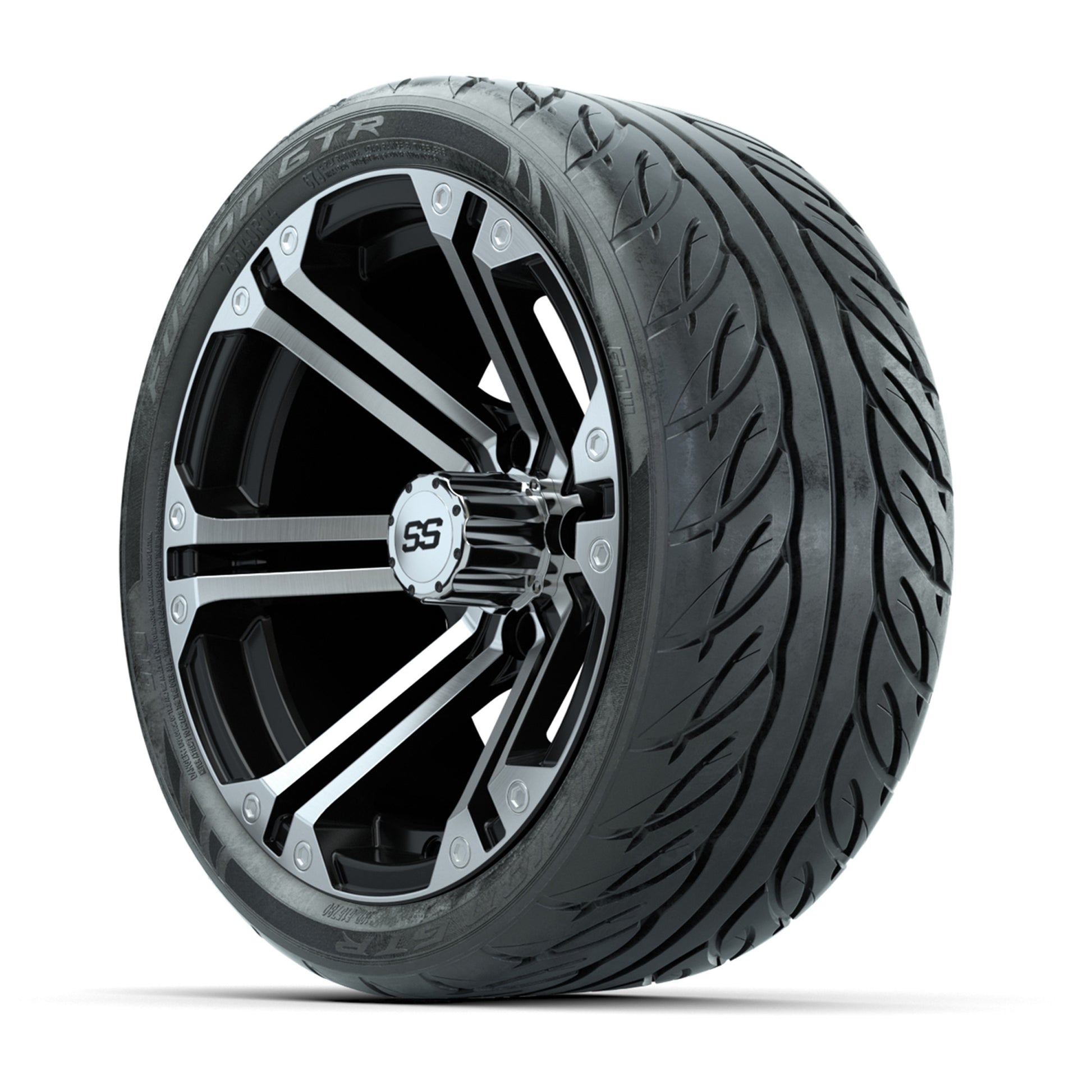 14” GTW Specter Machined/Black Wheels with Fusion GTR Street Tires – Set of 4