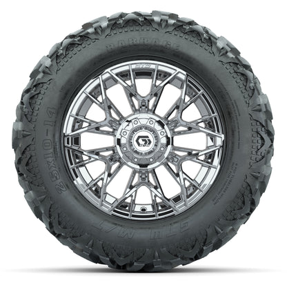 GTW Stellar Chrome 14 in Wheels with 25x10-14 Barrage Mud Tires – Full Set