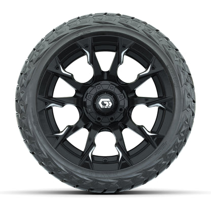 GTW Diablo Gloss Black/Machined 14 in Wheels with 23x10.00-R14 Maverick All-Terrain Tires – Full Set