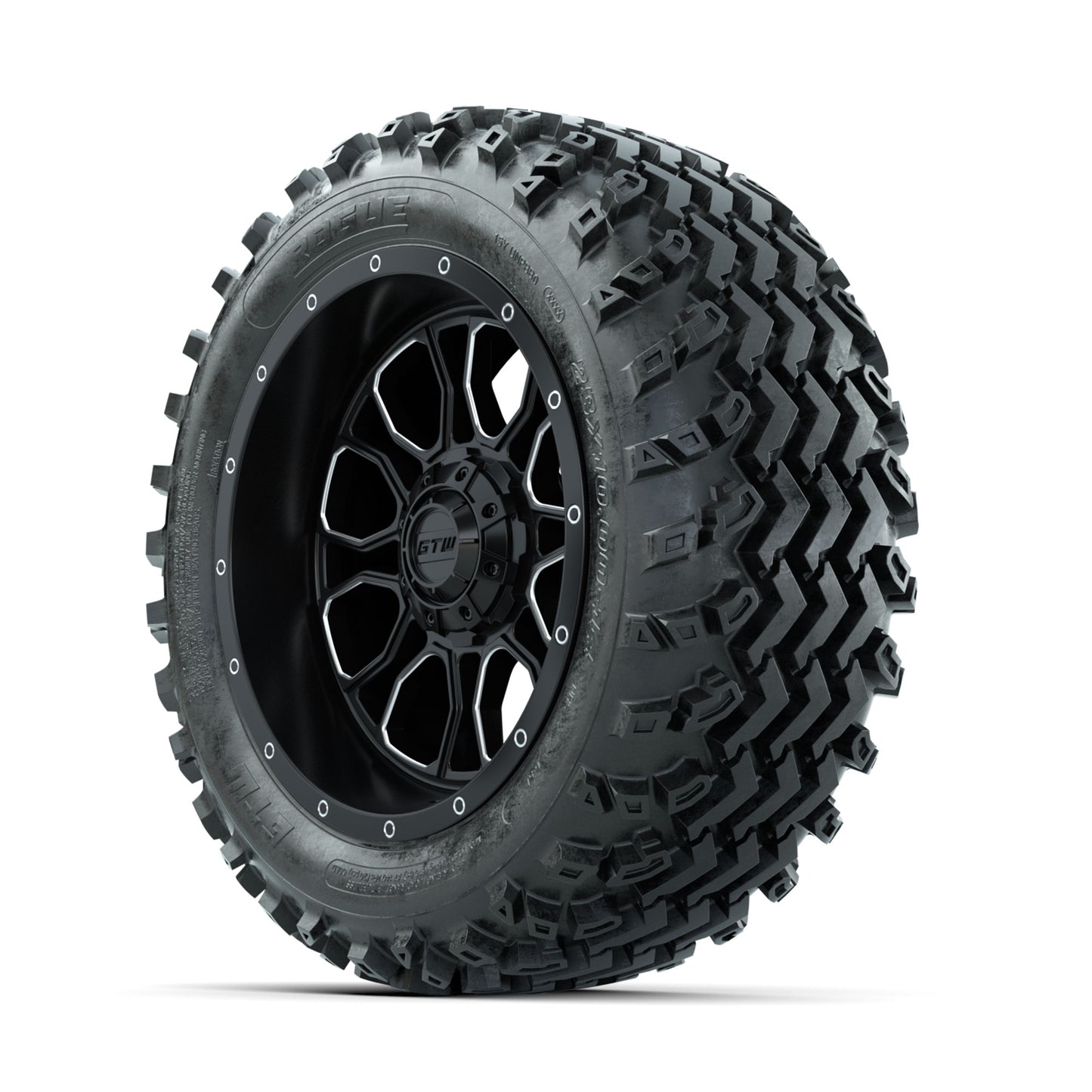 GTW Volt Machined/Black 14 in Wheels with 23x10.00-14 Rogue All Terrain Tires - Full Set