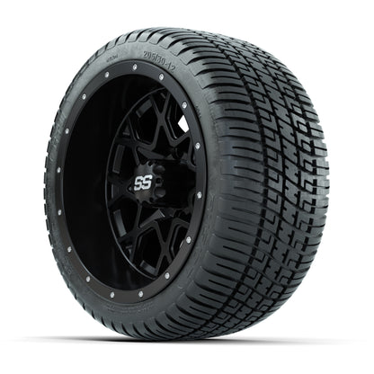 GTW® Vortex 2 Matte Black/Machined 12 in Wheels with 205/30-12 Fusion Street Tires – Full Set