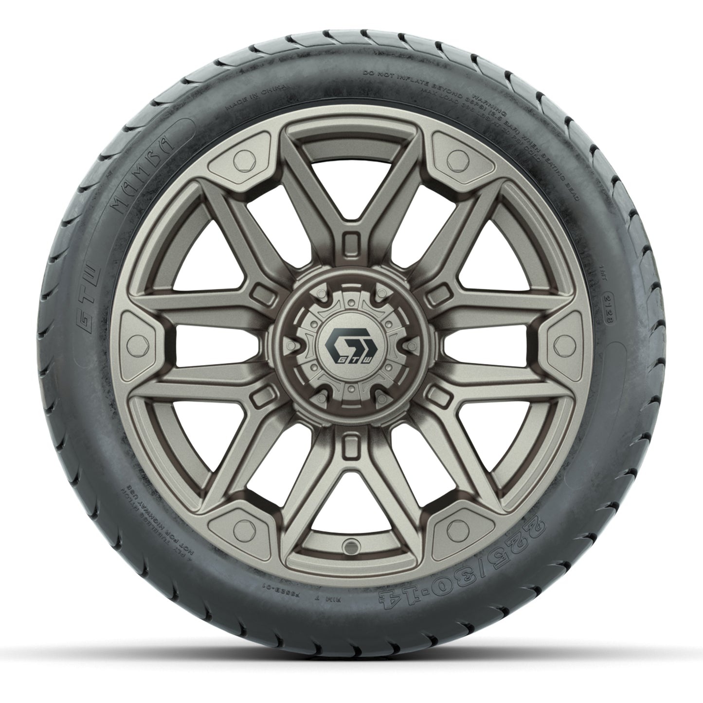 GTW Graffiti Bronze/Black 14 in Wheels with 225/30-14 Mamba Street Tires – Full Set