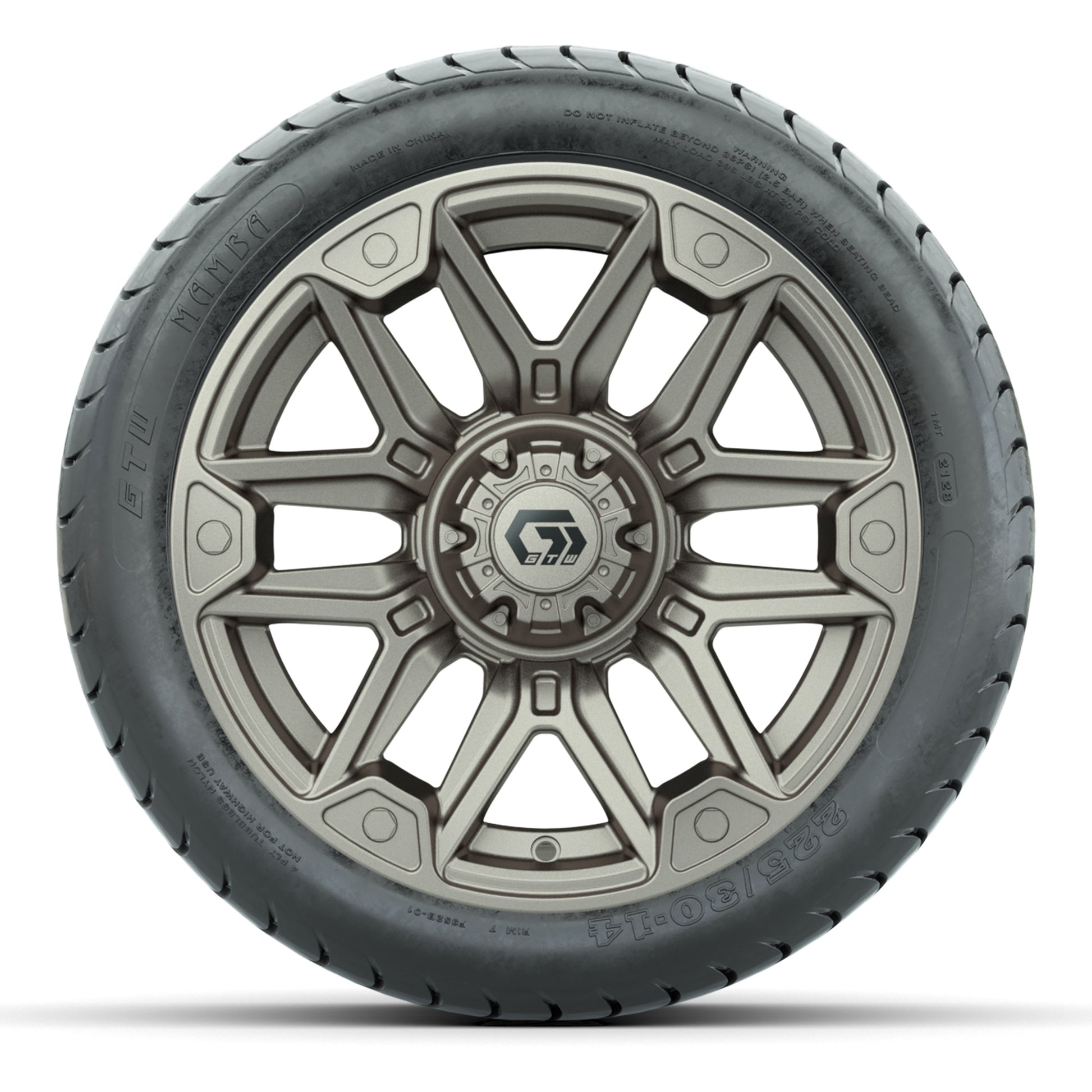 GTW Graffiti Bronze/Black 14 in Wheels with 225/30-14 Mamba Street Tires – Full Set