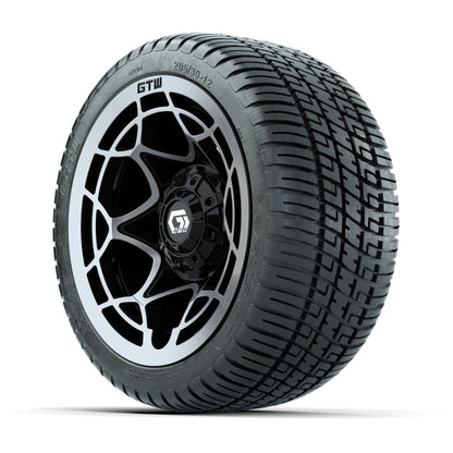 GTW® Nexus Black with Silver Face 12 in Wheels with 205/30-12 Fusion Street Tires - Full Set