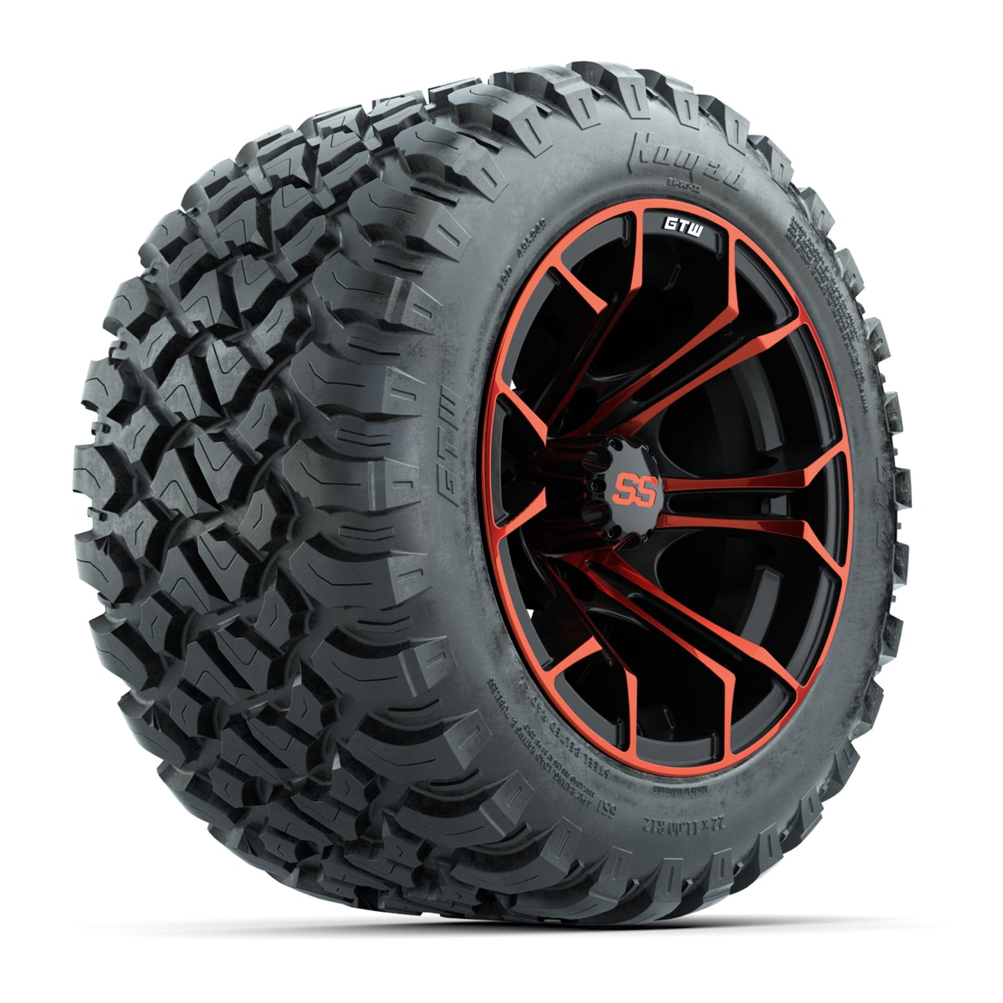 GTW® Spyder Black/Red 12 in Wheels with 22X11-R12 Nomad Steel Belt Radial All-Terrain Tires – Full Set