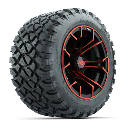 GTW® Spyder Black/Red 12 in Wheels with 22X11-R12 Nomad Steel Belt Radial All-Terrain Tires – Full Set