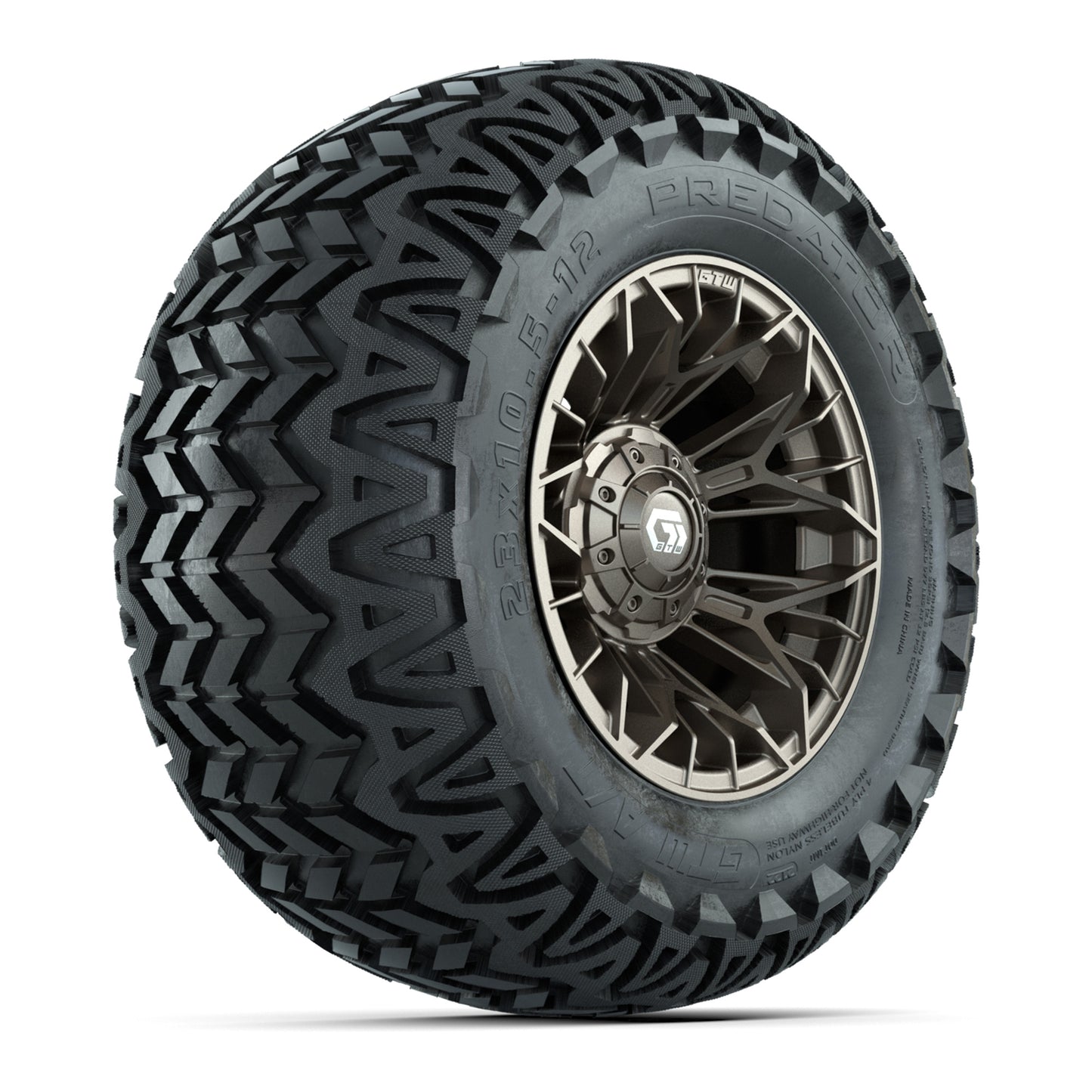 Set of (4) 12 in GTW® Stellar Matte Bronze Wheels with 23x10.5-12 Predator All-Terrain Tires