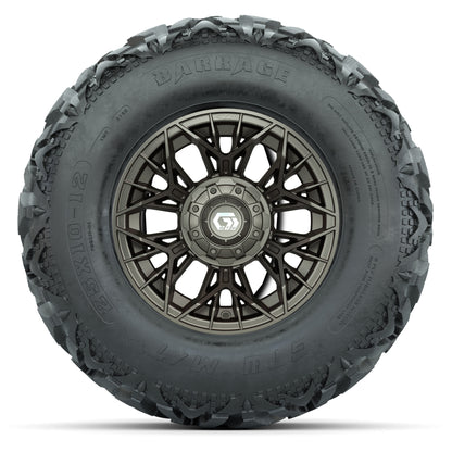 GTW® Stellar Matte Bronze 12 in Wheels with 25X10-12 Barrage Mud Tires – Full Set