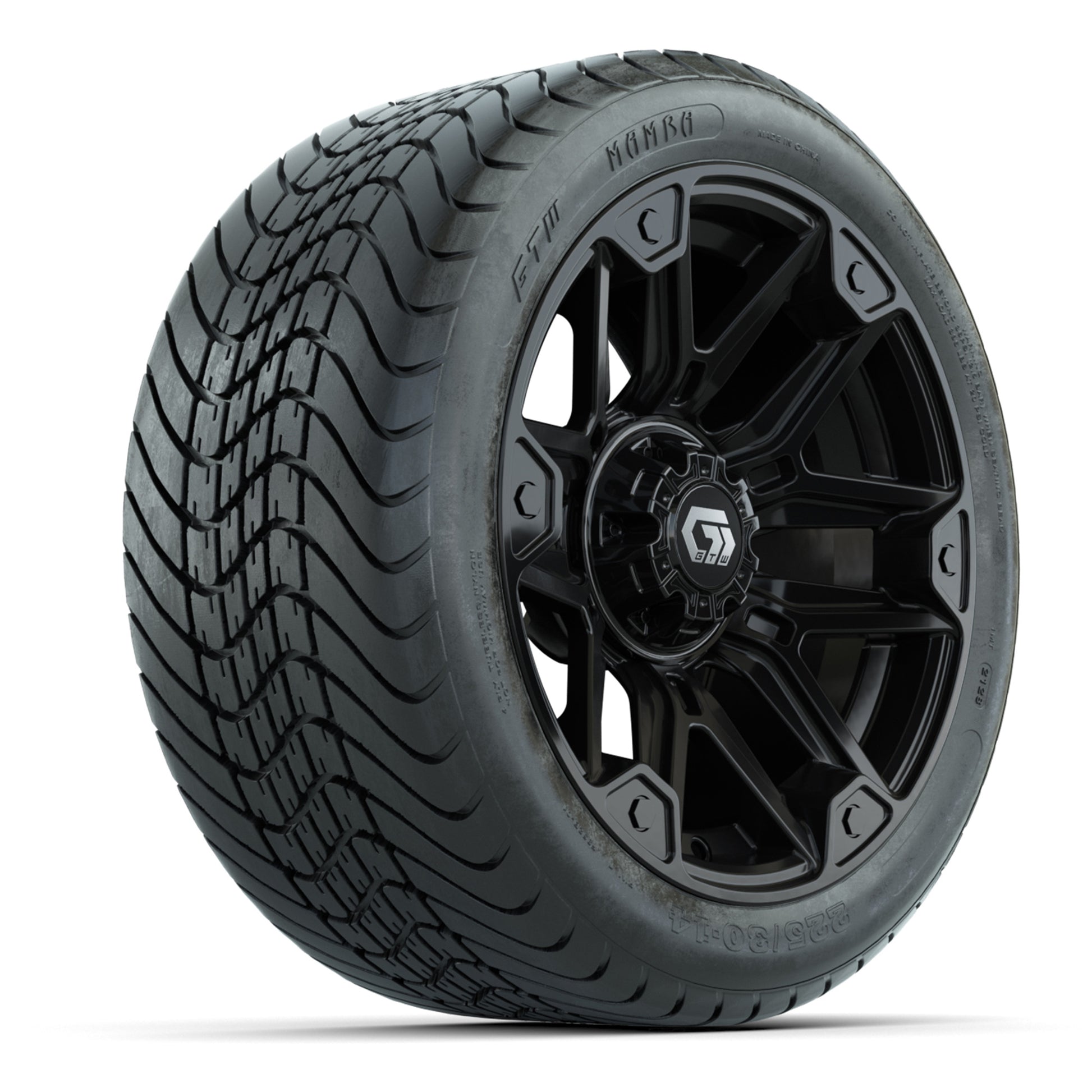 GTW Graffiti Gloss Black 14 in Wheels with 225/30-14 Mamba Street Tires – Full Set