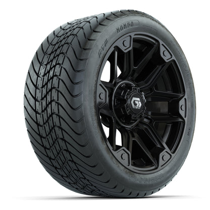 GTW Graffiti Gloss Black 14 in Wheels with 225/30-14 Mamba Street Tires – Full Set