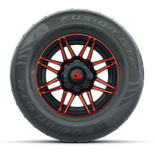 GTW® Stealth Red/Machined 12 in Wheels with 255/55-R12 Fusion GTR Steel Belt Radial Street Tires – Full Set