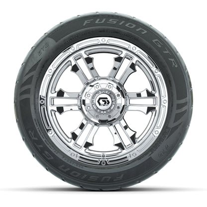 GTW® Shogun Chrome 14 in Wheels with 255/45-R14 Fusion GTR Steel Belt Radial Street Tires – Full Set